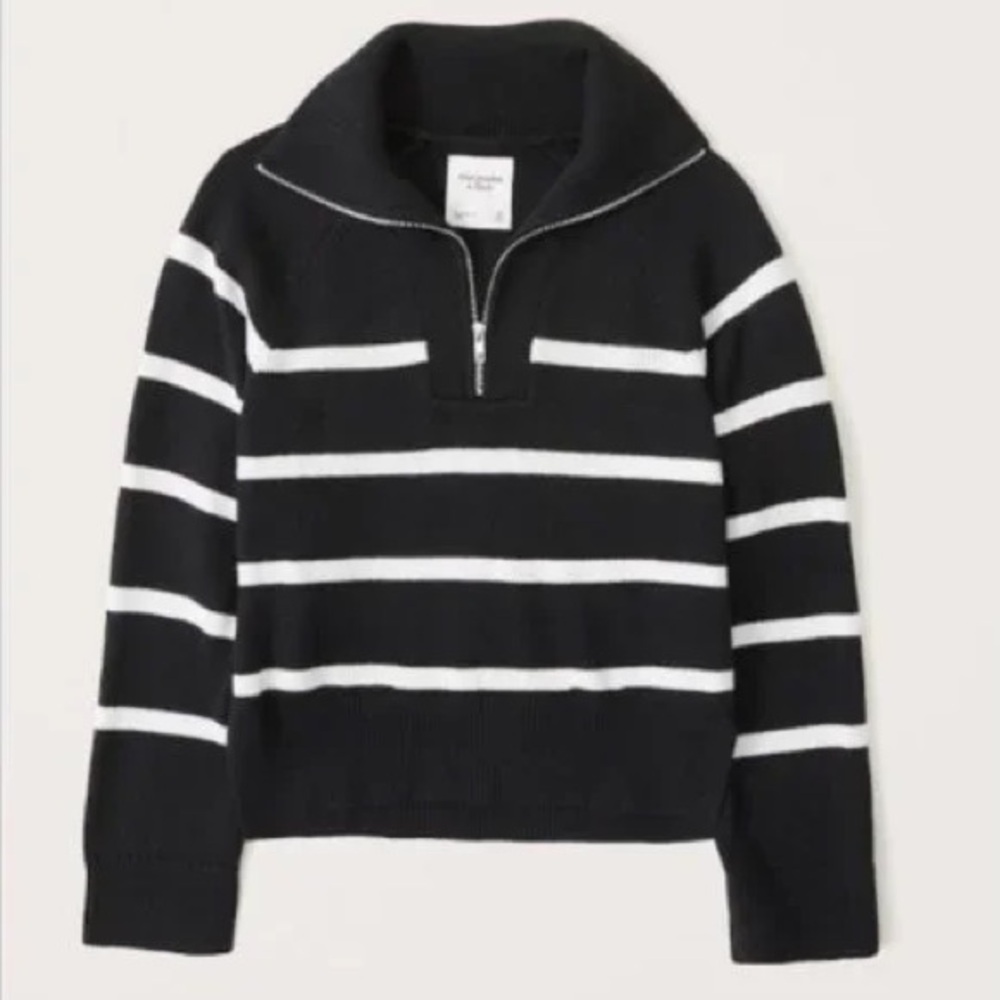 Abercrombie & Fitch Striped Quarter-Zip Sweater